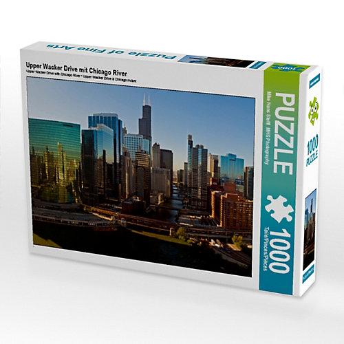 Puzzle CALVENDO Puzzle Upper Wacker Drive mit Chicago River - 1000 Teile Foto-Puzzle glückliche Stunden Kinder