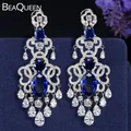 BeaQueen – boucles d'oreilles pendantes en zircon bleu cubique et cristal blanc pour femme Design