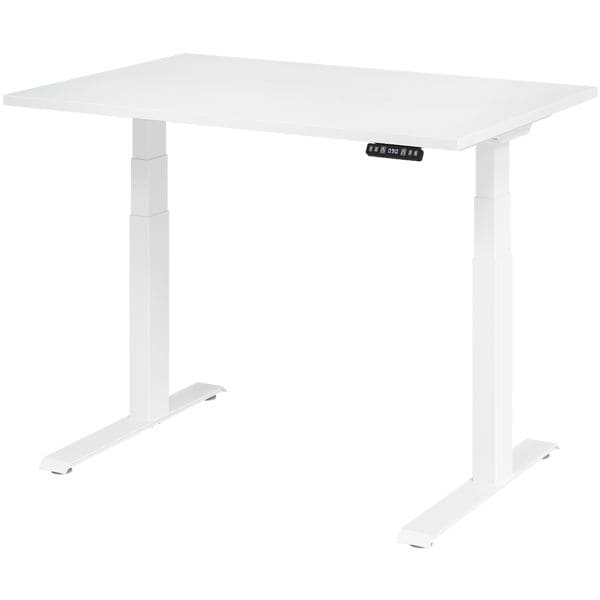 HAMMERBACHER Schreibtisch »Upper Desk« 120 cm breit und elektrisch höhenverstellbar bis 129 c weiß, 120x129x80 cm