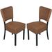 Classic Dining Chair Set of 2, with Stainless Steel Legs, PU Leather High Back Side Chair, Coffee - 21.5" W x 19" L x 33" H