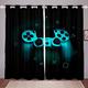 Boys Gamepad Curtains Gamer Window Curtain For Kids Children Video Game Curtains Stain Resistant Bedroom Blue Black Classic Arcade Retro Gaming Darkening Thermal Drapes(2 Panel 66"X90")