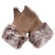 Womens Warm Winter Shearling Taupe Toscana Fingerless Cuffs Toscana Suede Sheepskin Mitten Gloves