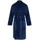 Walker Reid- Mens 49" or 124cm Long Luxury Thick 350GSM Soft Blue Jacquard Check Fleece Shawl Collared Belt Bath Robe Dressing Gown House Coat Medium