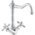 Paffoni Ricordi Mélangeur de lavabo XL avec tirette et bonde, Design vintage, Chrome (IR085)