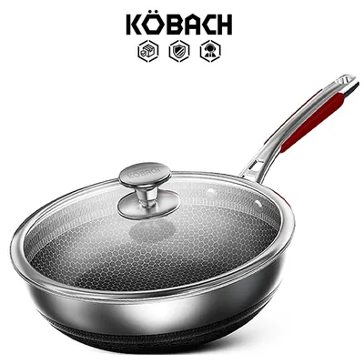 KOBACH – poêle à frire électrique antiadhésive de 28cm Wok en acier inoxydable 316L poêle à