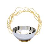 Stainless Steel Bowl with Round Gold Removable Twig Handle