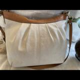 Coach Bags | Coach Cream Color With Tan Leather Trim Bag | Color: Cream | Size: Os