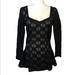 Free People Tops | Free People Eyelet Pullover Top. Size Large | Color: Black | Size: L