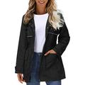 Womens Ladies Waterproof Jackets Hooded Raincoat Lightweight Anorak Autumn Spring Outerwear, Black, M