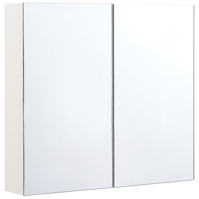 Bad Spiegelschrank Weiß Sperrplatte 1 türig 80 x 70 cm mit Fächern Wandeinbau Modern Trendy Badezimmer Möbel