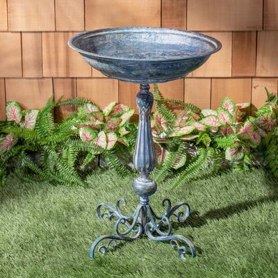 SAFAVIEH Outdoor Living Orian Victorian Scroll Iron Bird Bath - 19"W x 19"D x 27"H