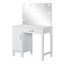 Vanity Set with 9 LED Bulbs and Tapered Block Legs, White