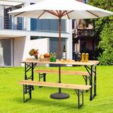 66.5" Outdoor Wood Folding Picnic Table with Adjustable Heights - 66.5" (L) x 20" (W) x 29.5"/41.5" (H)