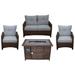 Courtyard Casual Costa Mesa 5 Piece Loveseat Set with 1 Loveseat, 2 Club Chairs, 1 End Table and 1 Fire Pit