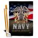 Angeleno Heritage Us Navy Semper Fortis 2-Sided Polyester 2'3 x 3'3 ft House Flag Set in Black | 40 H x 28 W in | Wayfair