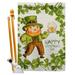 Angeleno Heritage Happy Leprechaun House 2-Sided Polyester 40 x 28 in. Flag Set in Green/White/Yellow | 40 H x 28 W in | Wayfair