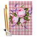 Angeleno Heritage Roses House 2-Sided Polyester 40 x 28 in. Flag Set in Green/Indigo/Pink | 40 H x 28 W in | Wayfair