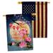 Angeleno Heritage Mid Autumn Festival 2-Sided Polyester 40 x 28 in. House Flag in Blue/Orange/Pink | 40 H x 28 W in | Wayfair