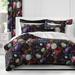 The Tailor's Bed Rachel's Bouquet Black/Standard Cotton 3 Piece Comforter Set Polyester/Polyfill/Cotton in Red | Wayfair RAC-DCH-BLA-CMF-FD-3PC