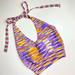 Urban Outfitters Tops | Heathered Retro Knit Halter Neck Tie Crop Top | Color: Purple/Yellow | Size: S