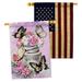 Breeze Decor Butterflies Water Can 2-Sided Polyester 40 x 28 in. House Flag in Black/Green/Pink | 40 H x 28 W in | Wayfair