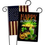 Ornament Collection Happy Saint Patrick Day 2-Sided Polyester 1'5 x 1'1 ft. Garden flag in Black/Green | 18.5 H x 13 W in | Wayfair