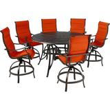 Red Barrel Studio® Mikenzie Round 6 - Person 56" Long Bar Height Outdoor Dining Set w/ Cushions Metal in Brown | 56 W x 56 D in | Wayfair