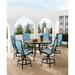 Red Barrel Studio® Mikera Round 6 - Person 56" Long Bar Height Outdoor Dining Set w/ Cushions in Brown | 56 W x 56 D in | Wayfair