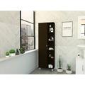 Latitude Run® Urano Linen 62-inch High Bathroom Cabinet w/ Four Exterior Open Shelves Manufactured Wood in Black | Wayfair