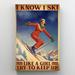 Trinx Girl - I Know I Ski Gallery Wrapped Canvas - Sports Motivational Illustration Home Decor, Blue & Red Home Decor Canvas in Brown | Wayfair