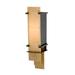 Everly Quinn 1 - Light Dimmable Gilded Tobacco Flush Mounted Sconce Metal in Brown/White | 24 H x 6 W x 6 D in | Wayfair