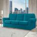 Wade Logan® Manoel Elastic Textured Grid Combination Box Cushion Sofa Slipcover Polyester in Blue | 41 H x 93 W x 42 D in | Wayfair