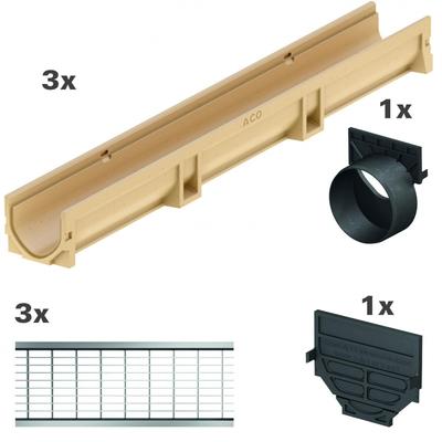 ACO Komplett Set Euroline 2.0, 3 m, A 15 (1,5 to),mit Maschenrost,Stutzen