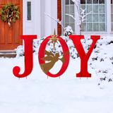 Glitzhome Christmas Metal JOY Sign Yard Stake Wall Sign or Standing Decor - 36"H