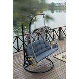 Direct Wicker Patio Hanging Basket Swing Chair Hammock with Steel Stand