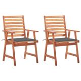 vidaXL Patio Dining Chairs 2 pcs with Cushions Solid Acacia Wood - N/A