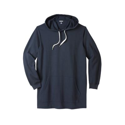 Men's Big & Tall Fleece longer-length pullover hoodie by KingSize in Navy (Size 2XL)