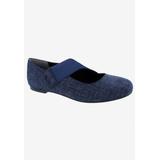 Wide Width Women's Danish Flat by Ros Hommerson in Blue Denim Fabric (Size 8 W)