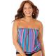 Plus Size Women's Bandeau Blouson Tankini Top by Swimsuits For All in Multi Stripe (Size 18)