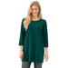 Plus Size Women's Perfect Three-Quarter-Sleeve Scoopneck Tunic by Woman Within in Emerald Green (Size 1X)