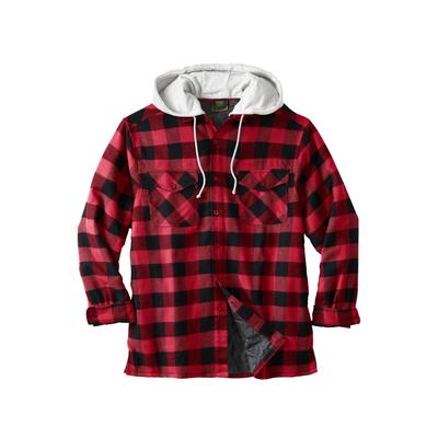 Men's Big & Tall Boulder Creek® Removable Hood Shirt Jacket by Boulder Creek in Red Buffalo Check (Size 4XL)