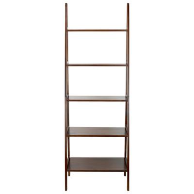 5-Shelf Ladder Bookcase-Warm Brown by Casual Home in Brown