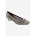 Wide Width Women's Tina Flat by Ros Hommerson in Taupe Laser Stripe (Size 9 1/2 W)