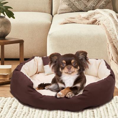 Happycare Tex Durable Bolster sleeper Oval Pet bed with removable reversible insert cushion and addi by Happy Care Textiles in Brown
