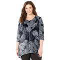 Plus Size Women's Panne Velvet Tunic by Catherines in Grey Paisley (Size 4X)