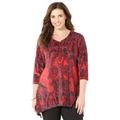 Plus Size Women's Panne Velvet Tunic by Catherines in Red Paisley (Size 5X)