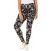 Plus Size Women's Knit Legging by Catherines in Black Ground Floral (Size 5X)