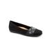 Wide Width Women's Samantha Ballet Flat by Trotters in Black Micro Gem (Size 8 W)