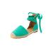 Extra Wide Width Women's The Shayla Flat Espadrille by Comfortview in Tropical Emerald (Size 9 WW)