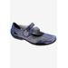 Wide Width Women's Chelsea Mary Jane Flat by Ros Hommerson in Blue Iridescent Leather (Size 6 1/2 W)